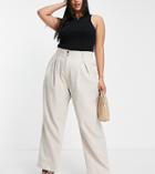 River Island Plus Pleated Wide Leg Pants In Light Beige - Part Of A Set-neutral