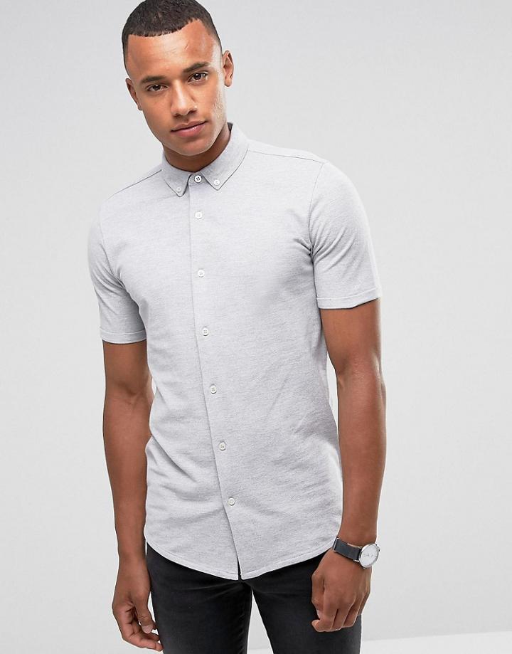 Jack & Jones Premium Short Sleeve Jersey Shirt - Gray