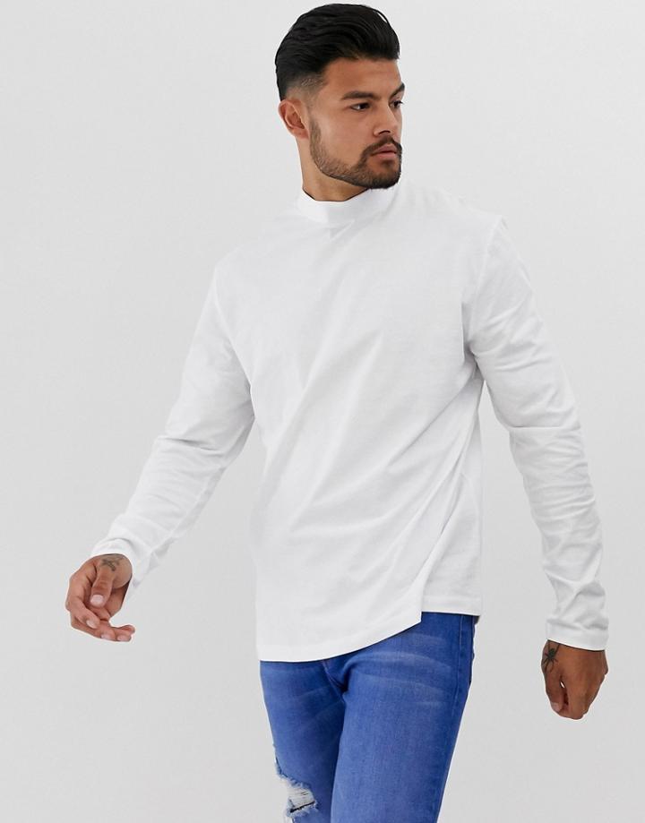 Asos Design Long Sleeve Jersey Turtleneck In White