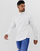 Asos Design Long Sleeve Jersey Turtleneck In White