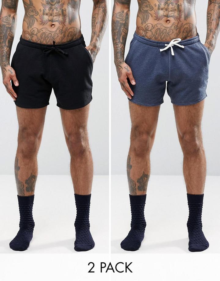 Asos Loungewear Jersey Runner Shorts 2 Pack - Multi