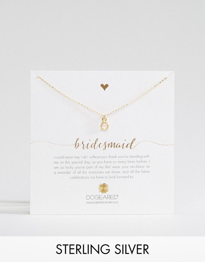 Dogeared Gold Plated Bezel Set Rose Quartz Bridesmaid Reminder Necklac