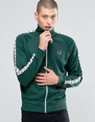 Fred Perry Track Jacket With Taped Sleeves In Ivy - Green