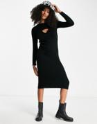 Asos Design Maxi Dress With Cut Out Front Detail In Black