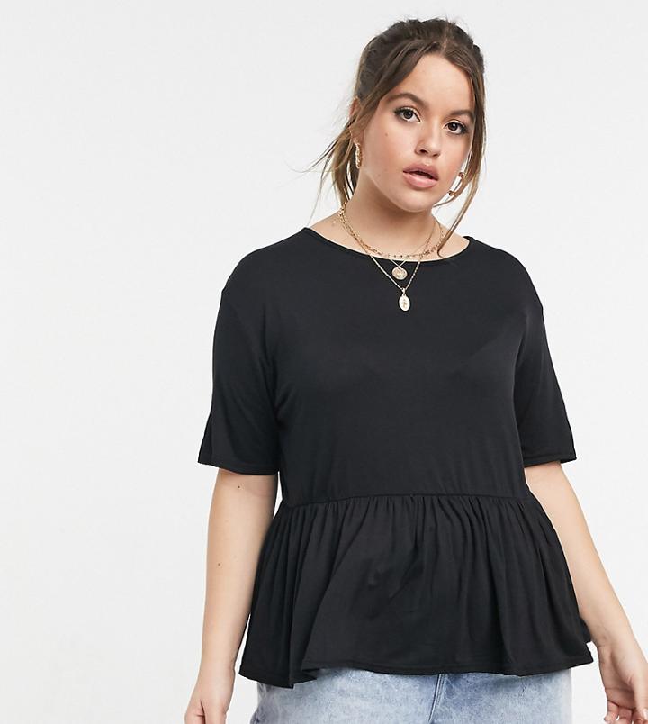 Simply Be Peplum Top In Black