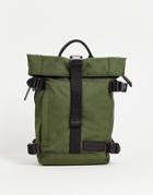 Consigned Rolltop Clip Backpack In Khaki-green