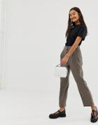 New Look Pants With Button Front In Check - Brown