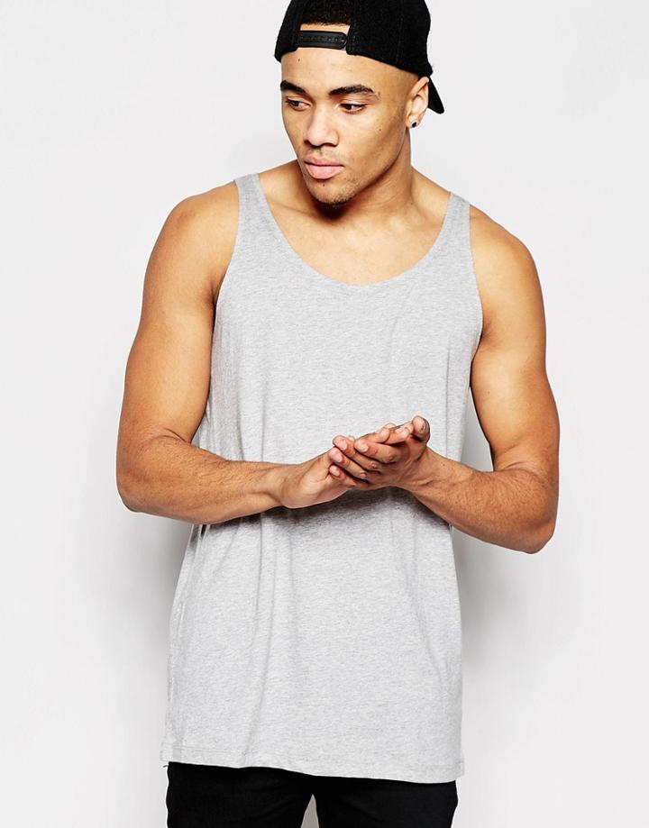 Asos Relaxed Skater Tank In Gray - Gray