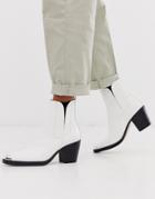 Truffle Collection Western Toe Cap Boots In White