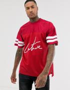 The Couture Club Oversized Varsity Mesh T-shirt In Burgundy-purple