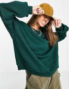 Bershka Super Oversized Sweat In Forest Green