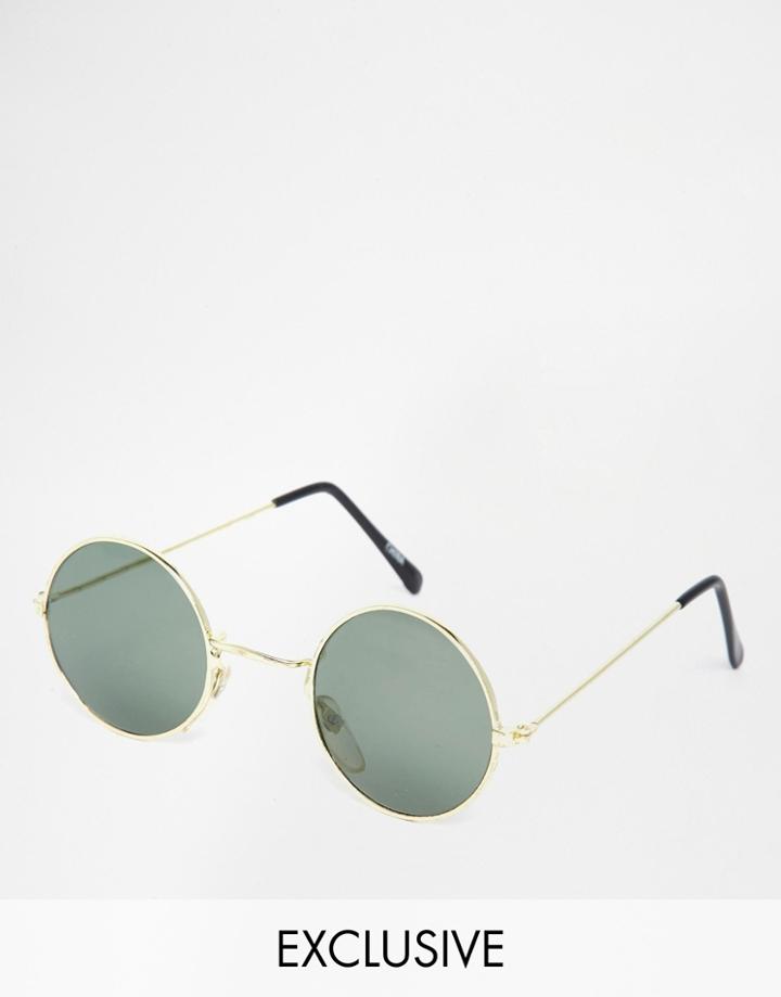 Hindsight Vintage Gamble Round Sunglasses - Gold