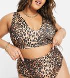 Asos Design Curve Mix And Match High Waist Bikini Bottom In Leopard Print-multi