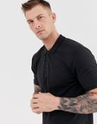 Only & Sons Pique Logo Polo In Black - Black
