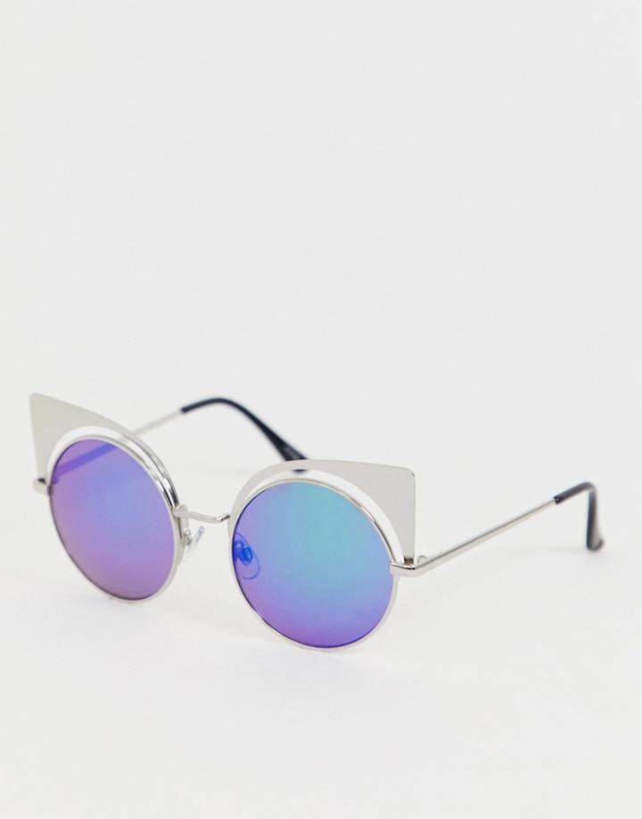 Monki Metal Frame Sunglasses-silver