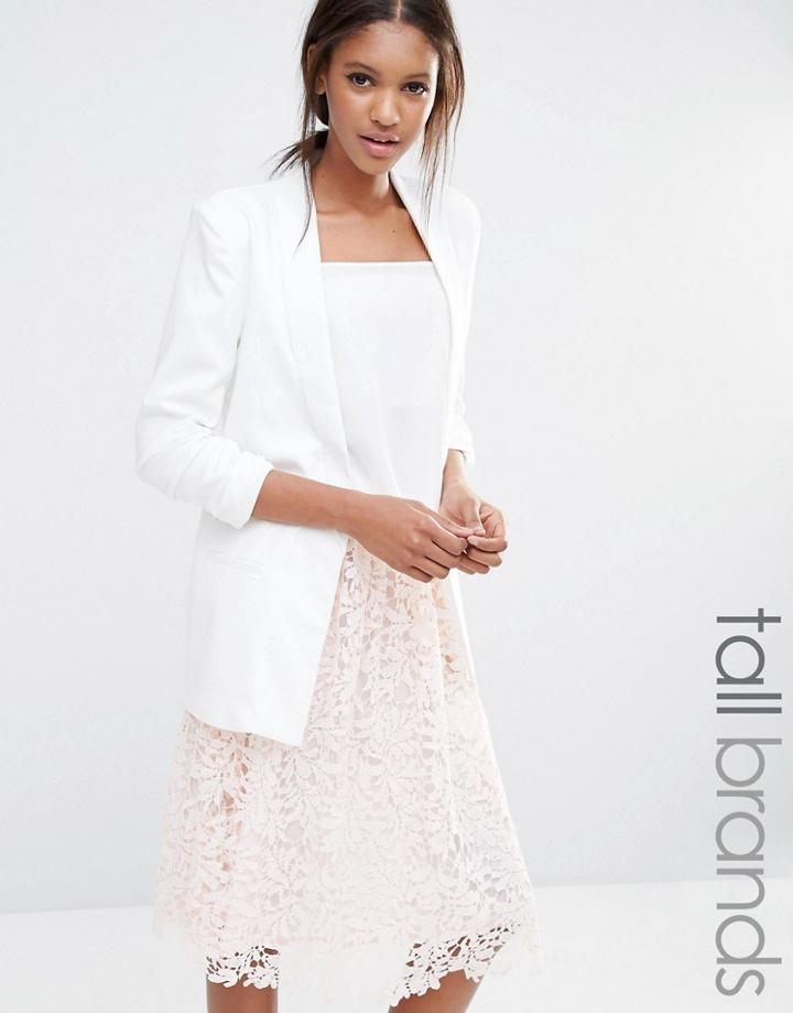 Missguided Tall Gathered Sleeve Tailored Blazer - Cream