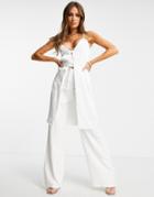 Club L London Coordinating Front Slit Cami Top Co Ord In Ecru-white