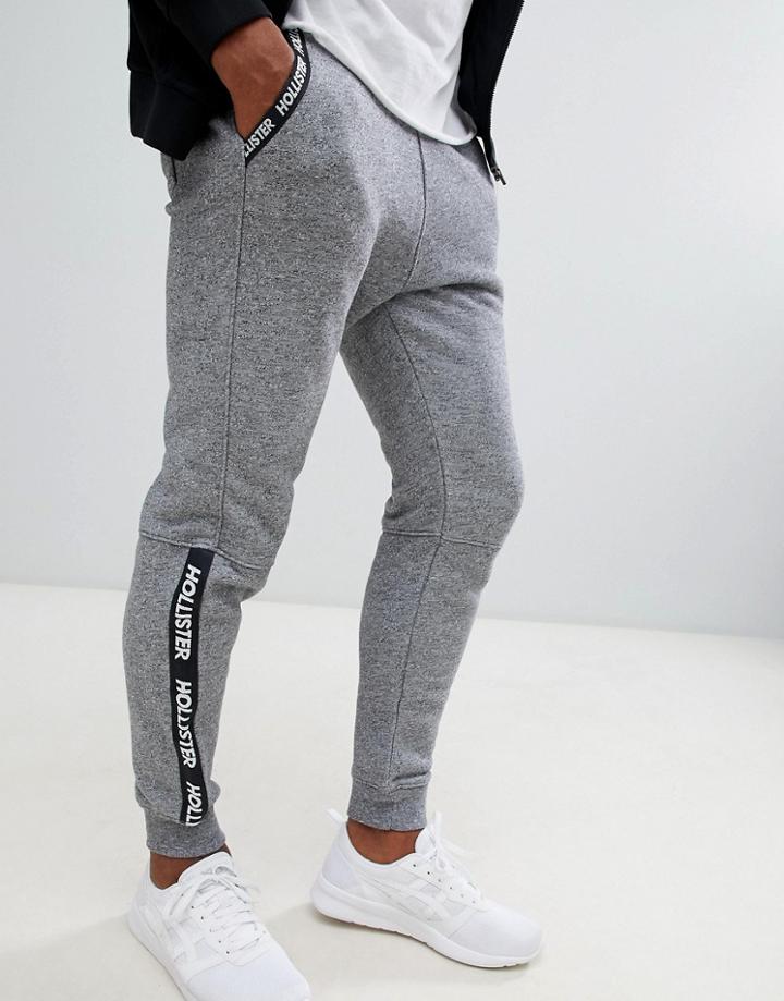 Hollister Skinny Logo Tape Detail Cuffed Jogger In Gray Marl - Gray