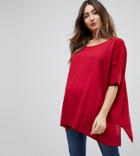 Asos Design Maternity Oversized Kimono T-shirt With V Back - Red