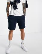 River Island Ri Slim Jersey Shorts In Navy