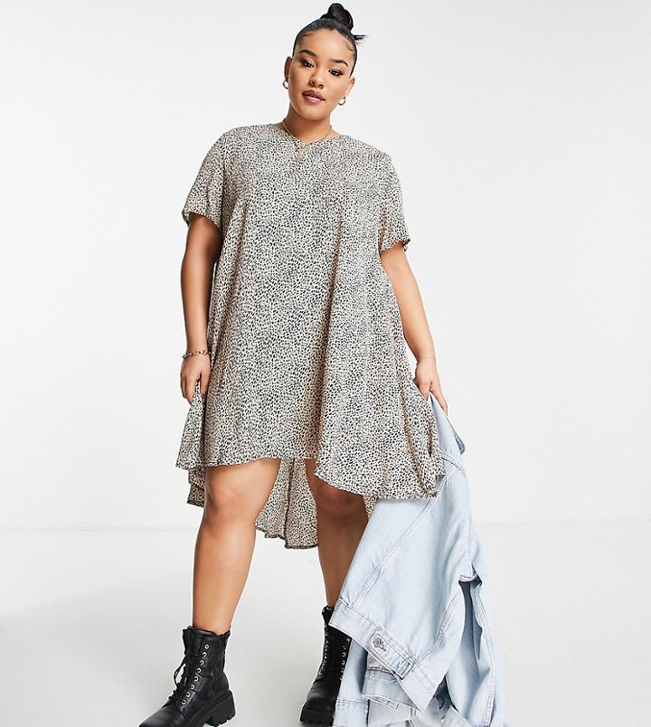 Ax Paris Plus V Neck Swing Dress In Black Floral