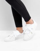 Puma Basket Heart Sneakers In Patent White