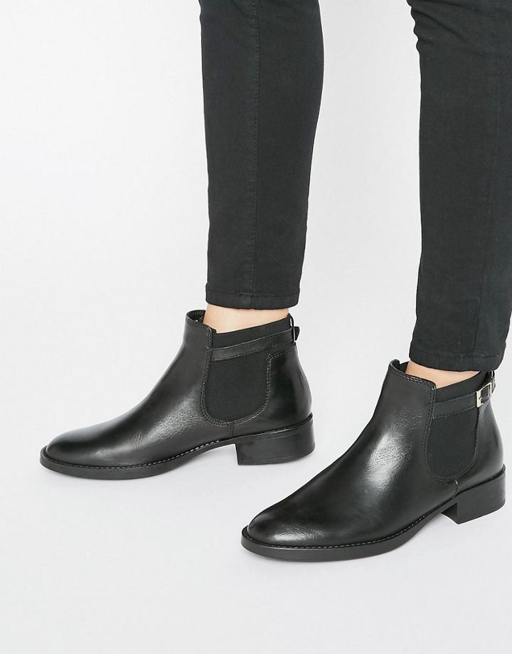 Oasis Leather Buckle Detail Chelsea Boot - Black
