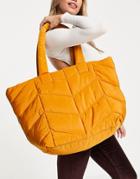 Topshop Large Quilted Tote Bag In Rust-orange