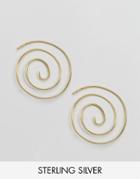 Asos Gold Plated Sterling Silver Coil Through Earrings - Gold