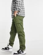 Selected Homme Organic Cotton Blend Lightweight Cargo Pants In Khaki-green