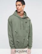 Reclaimed Vintage Oversized Hoodie With Distressing - Green