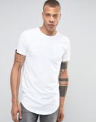 Produkt Longline T-shirt With Pocket And Curved Hem - White