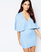 Oh My Love Mini Dress With Cape - Blue