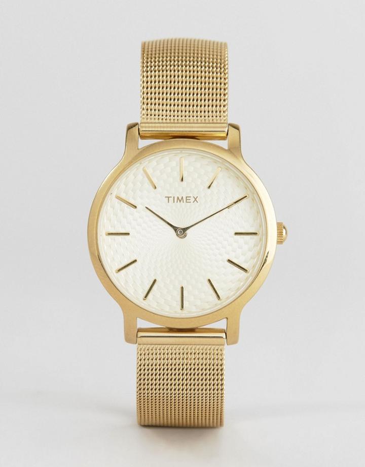 Timex Tw2r36100 Skyline 34mm Mesh Watch In Gold - Gold
