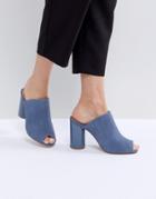 Matt & Nat Leone Block Heeled Mules - Blue