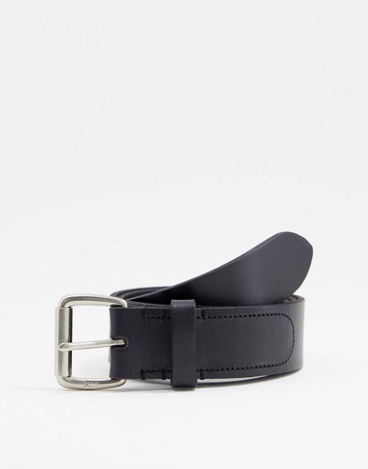 Polo Ralph Lauren Leather Belt In Black With Pony Logo