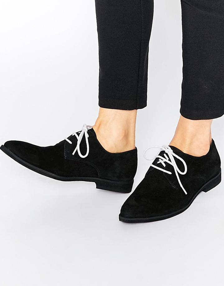 Park Lane Lace Point Suede Shoes - Black Suede