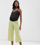 Asos Design Maternity Plisse Spot Culotte Pants - Yellow