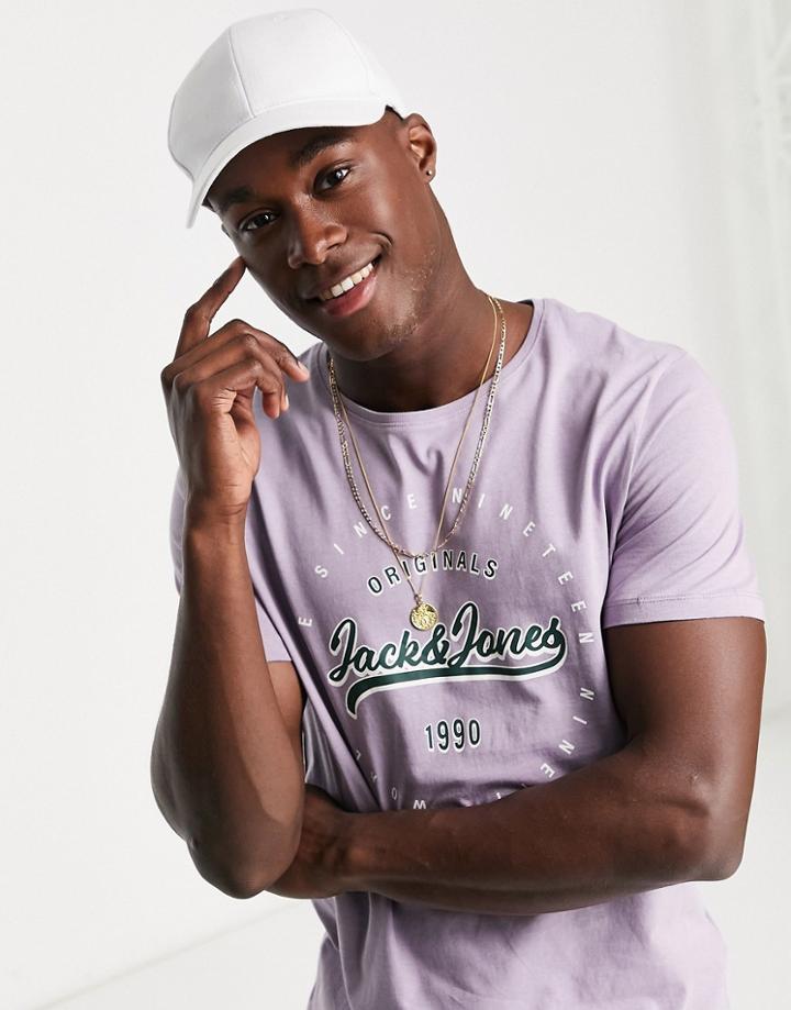 Jack & Jones Logo T-shirt In Ash-purple