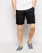 Asos Slim Chino Shorts In Long Length Black - Black