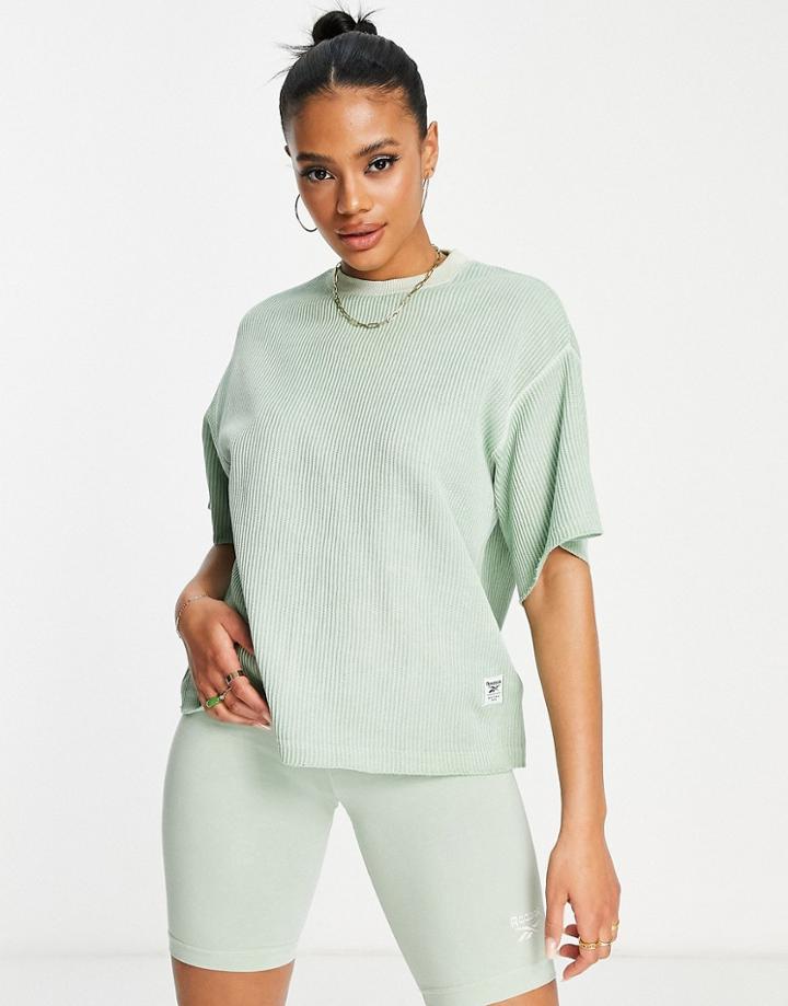 Reebok Natural Dye Waffle T-shirt In Sage Green