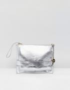 Oasis Leather Strap Clutch - Silver