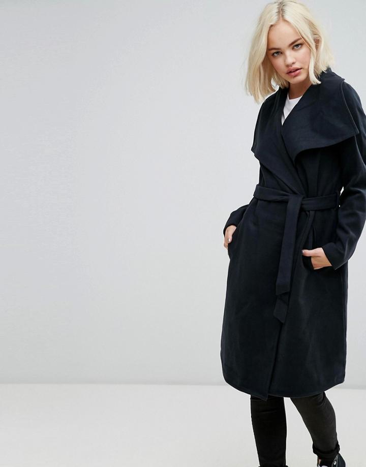 Only New Phoebe Wrap Coat - Navy