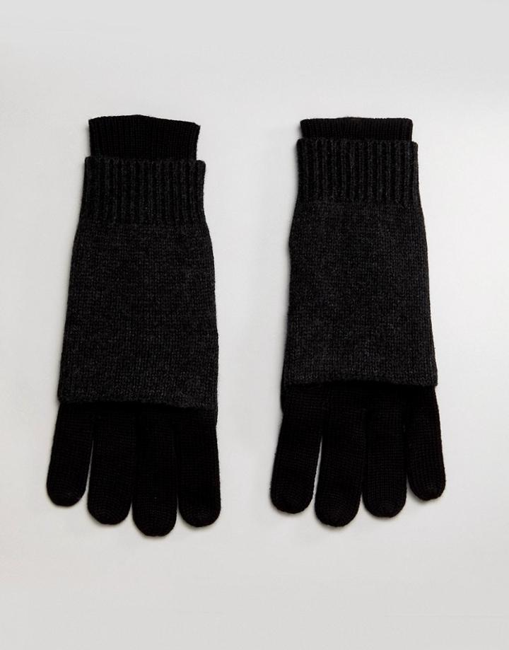 Allsaints Yukon Gloves In Merino Wool Blend - Black
