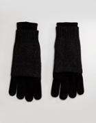 Allsaints Yukon Gloves In Merino Wool Blend - Black