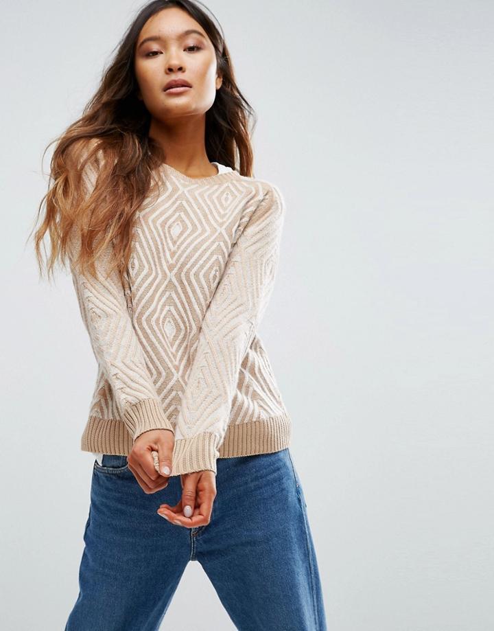 Shae Zig Zag Diamond Sweater - Beige