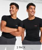 Emporio Armani Bodywear 2 Pack Monogram T-shirts In Black