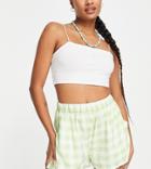 Heartbreak Petite Shorts In Green Gingham - Part Of A Set-gray