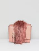 Essentiel Antwerp Faux Fur Panel Shoulder Bag - Pink