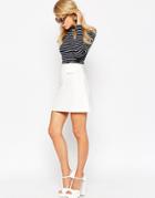 Asos A-line Skirt With Pocket Detail - Ivory